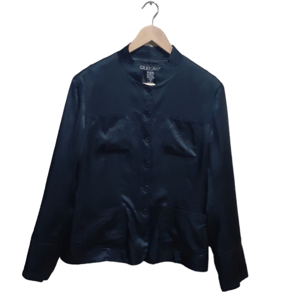 Silkland Vintage Y2K Silk Utility Jacket Black Size 10